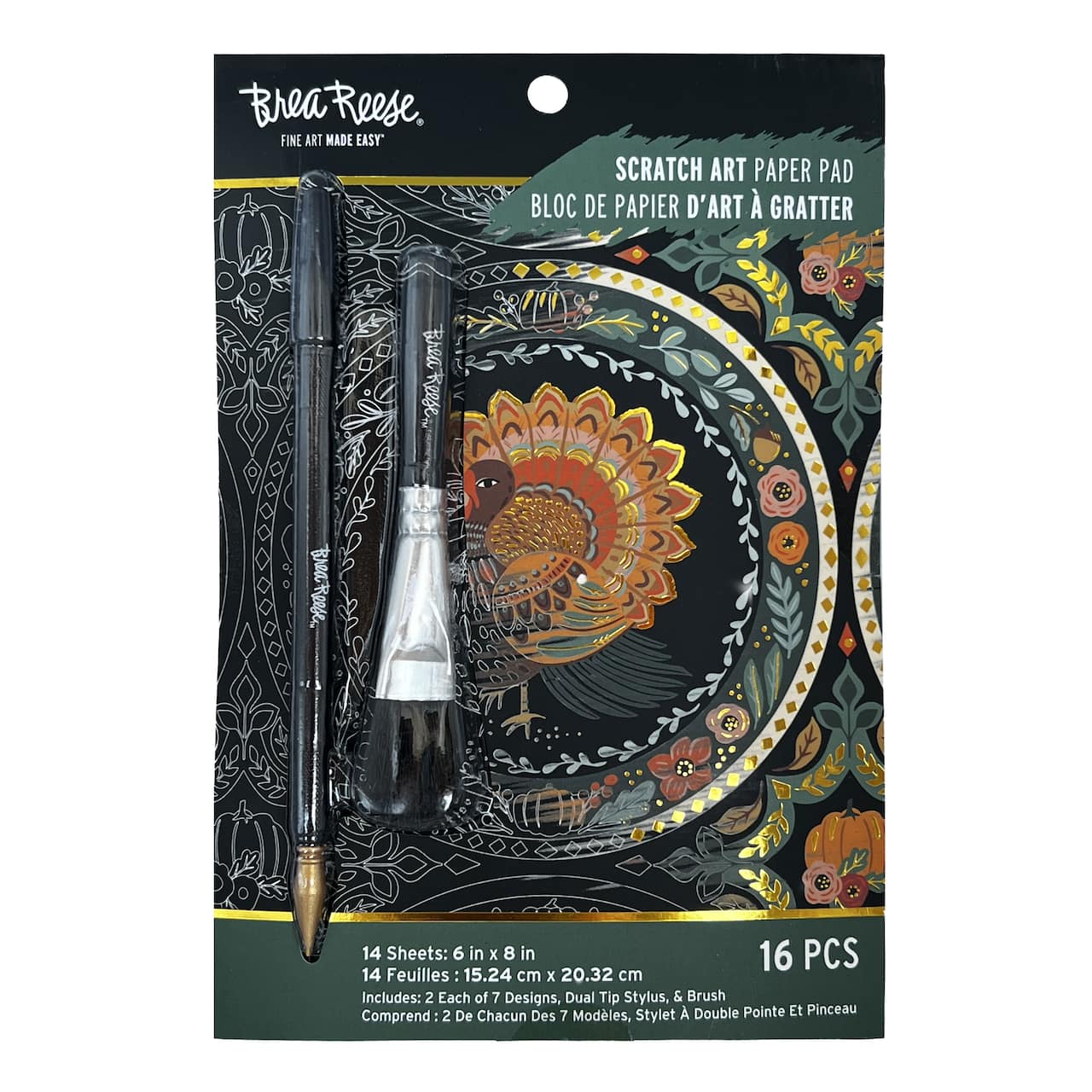Brea Reese™ 6" x 8" Turkey Tales Scratch Art Paper Pad